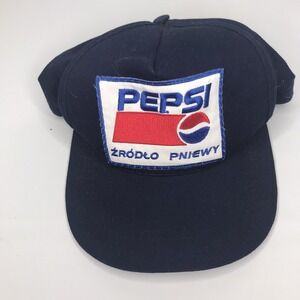 Pepsi Vintage Snapback Hat Cap Dark Blue Patch Logo